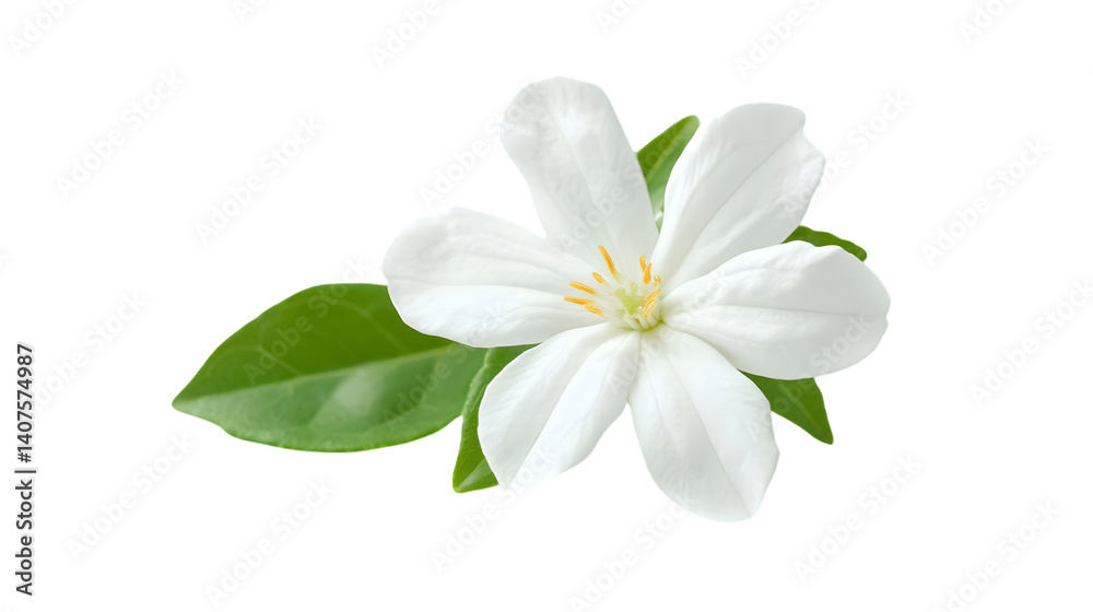 Obraz premium Beautiful Jasmine Flower on White Background - Minimalist Floral Composition