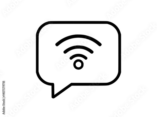 Black and white wifi mark in white square icon