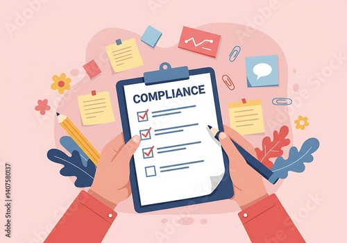 Obraz na płótnie Compliance Checklist – Completing Regulatory Requirements w salonie