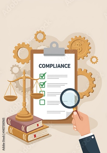 Obraz na płótnie Compliance Checklist – Regulatory Guidelines and Legal Standards w salonie