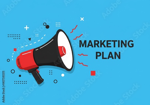Obraz na płótnie Strategic Marketing Plan With Megaphone – Amplify Your Brand w salonie