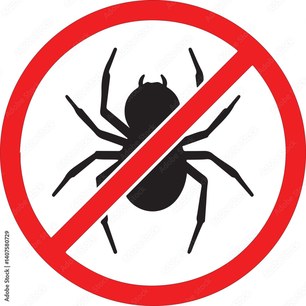no spider icon with red sign background vector no spider icon with red sign background vector