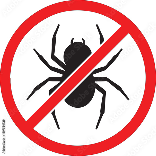 no spider icon with red sign  background vector