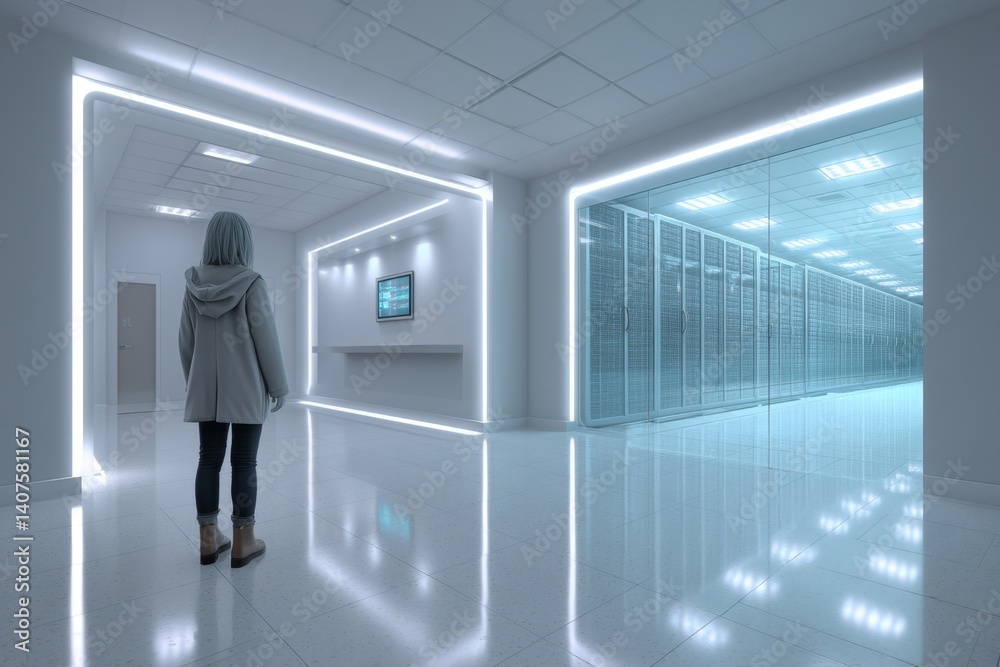 A camera catching someone accessing the server room at night