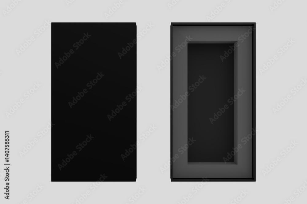 open rectangular packaging slide box mockup. 3d illustration open rectangular packaging slide box mockup. 3d illustration