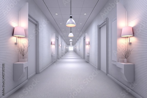 A quiet office hallway at night with unauthorized employee presence