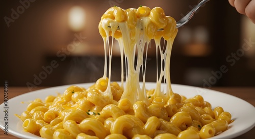 Stretchy Cheese Mac and Cheese Closeup Comfort Food