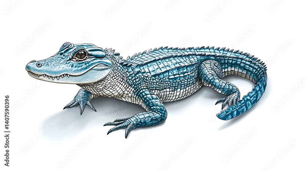Naklejka premium Blue Alligator Illustration