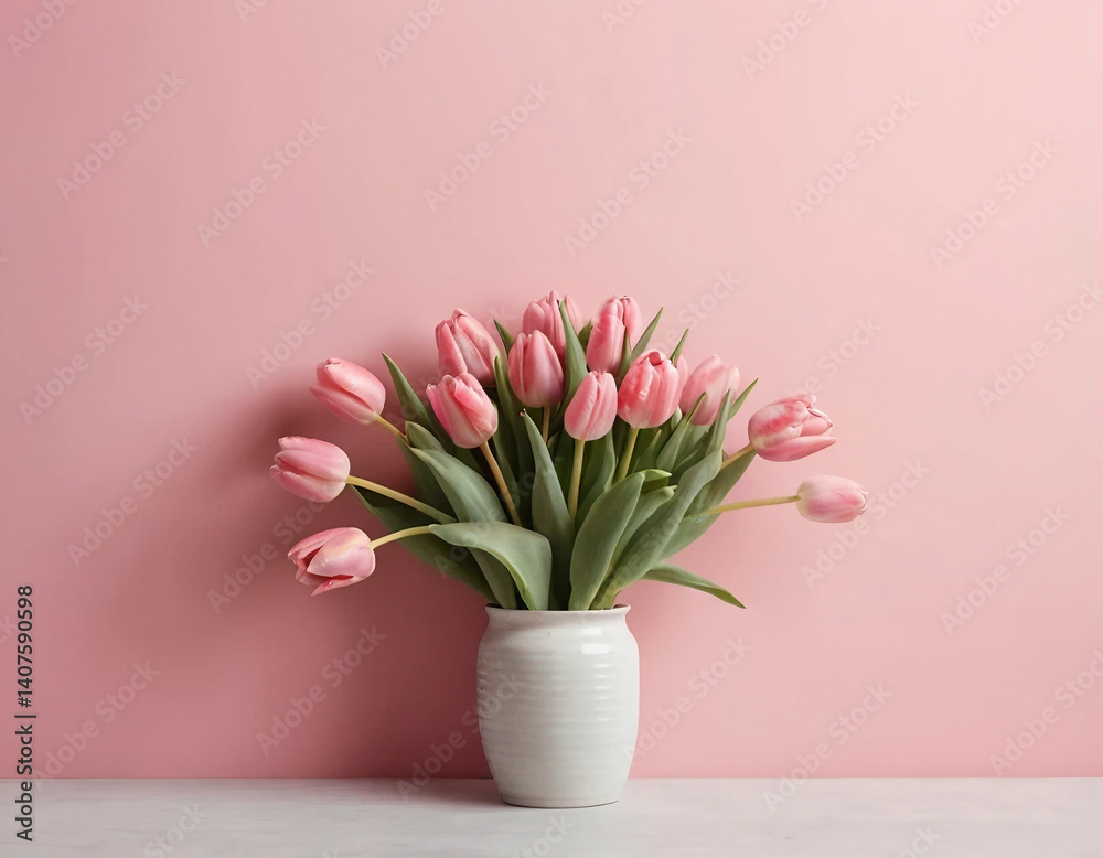 Obraz premium pink tulips in vase