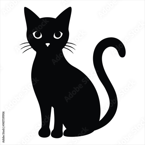 Wallpaper Mural Halloween black cat silhouette vector isolated on white background Torontodigital.ca