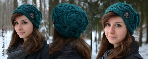Cozy chunky knit beanie in deep burgundy, perfectly folded - style  perfect fashion neat