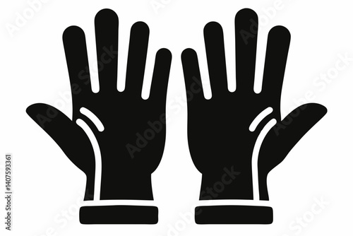 garden gloves pair silhouette vector illustration