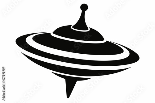 spinning top toy silhouette vector illustration