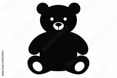 teddy bear sitting silhouette vector illustration