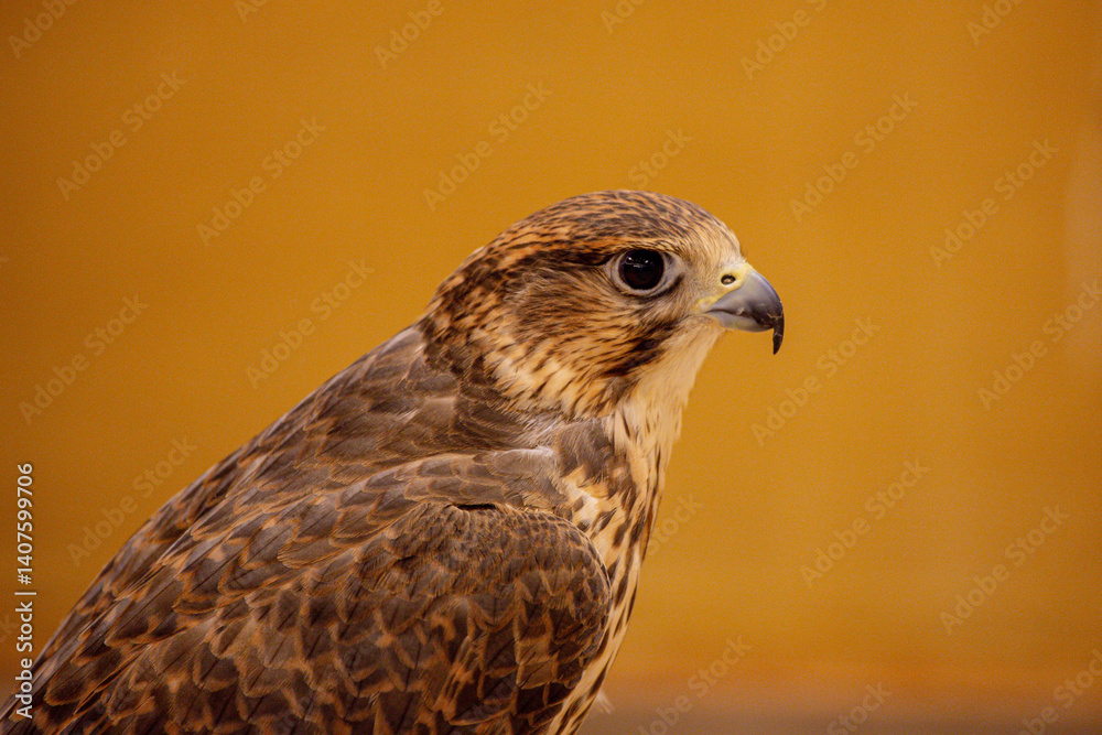 Grace in Focus: A Falcon’s Fierce Elegance Against a Golden Backdrop Grace in Focus: A Falcon’s Fierce Elegance Against a Golden Backdrop