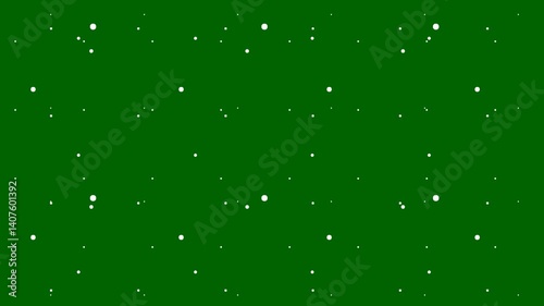 Snowfall overlay on green background. Winter slowly falling snow effect (Chroma key). 4K animation.