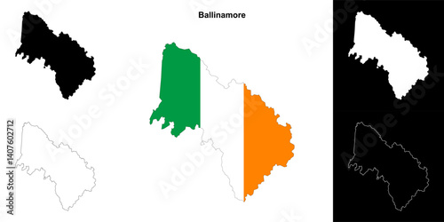 Ballinamore district blank outline map set