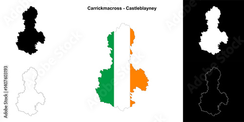 Carrickmacross - Castleblayney district blank outline map set