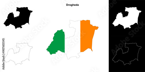 Drogheda district blank outline map set