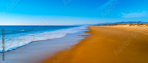 [Senior Couple Enjoying Beach Day Together] Sun-Kissed Moments Serene Beach Scene with Elderly Couple Walking Hand in Hand Under Clear Sky