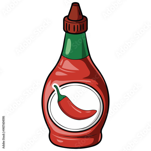 hot pepper sauce fiery flavor isolated vector illustration on white background