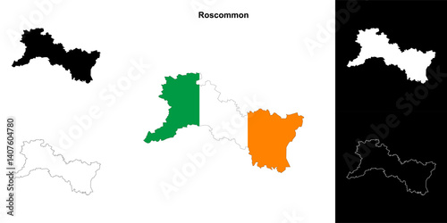 Roscommon district blank outline map set