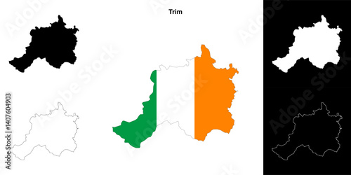 Trim district blank outline map set