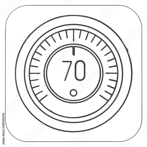 Smart thermostat icon with circular dial and temperature display