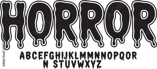 Dripping horror-style font in vector silhouette, perfect for Halloween, thriller, scary posters, spooky and creepy text design