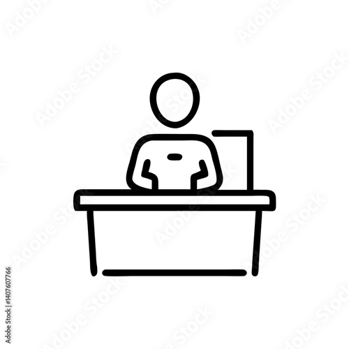 Person at Desk Line Icon