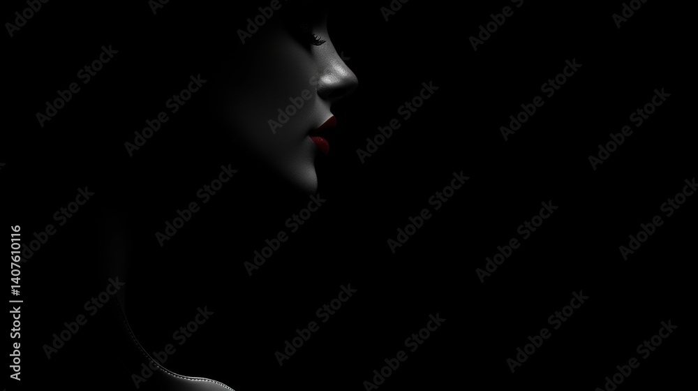 Glamorous woman with striking red lipstick posing confidently against a dark background emphasizing her beauty Glamorous woman with striking red lipstick posing confidently against a dark background emphasizing her beauty