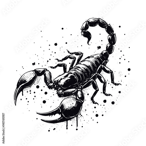 Scorpion line art drawing ink sketch vector hand drawn illustration background