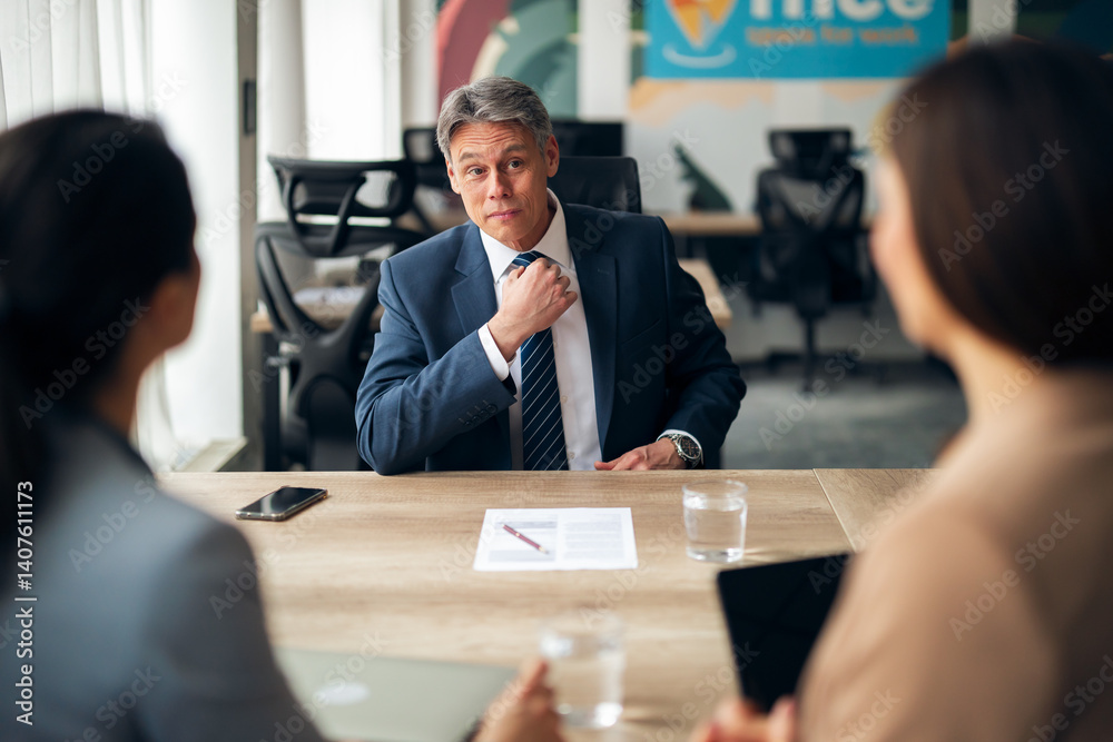 Business Team Engaged in Conference Conducted in a Modern Office Setting
