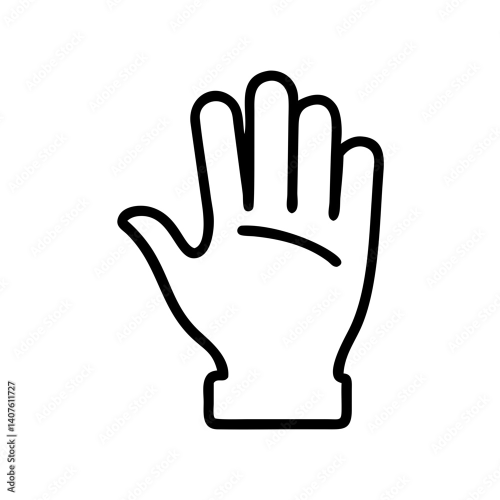 Protective glove icon in black outline style on white background Protective glove icon in black outline style on white background