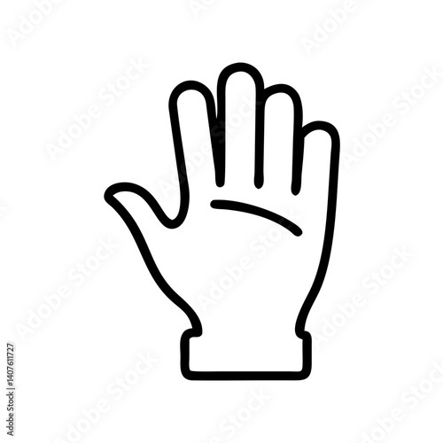 Protective glove icon in black outline style on white background