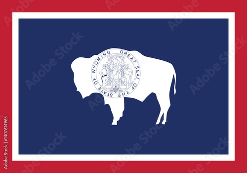 Flag of Wyoming, Wyoming Flag, USA state Wyoming Flag  Vector Illustration, USA,