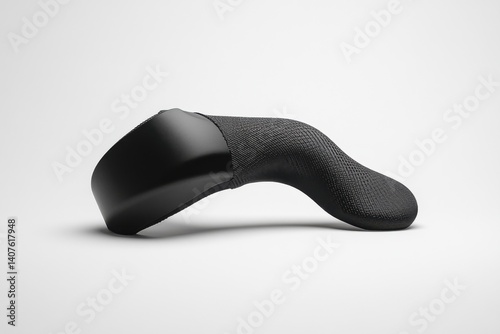 Black thumb brace on a white isolated background, medical support concept