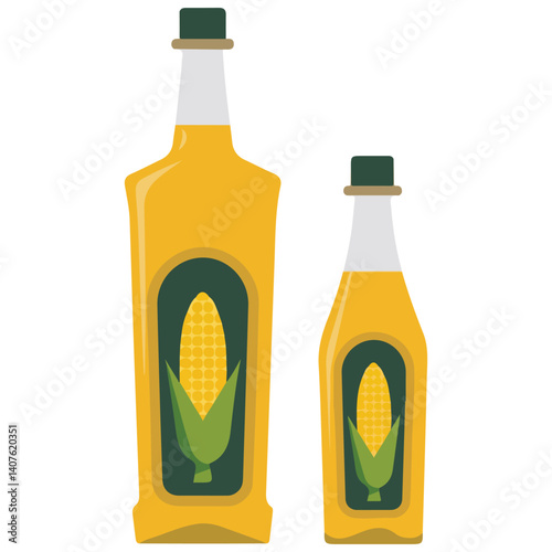 corn oil bottle transparent packaging isolated vector illustration on white background