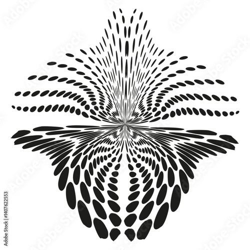 Obraz na płótnie Radial shape burst. Dot pattern structure. Abstract ellipse explosion. Vector halftone form. w salonie