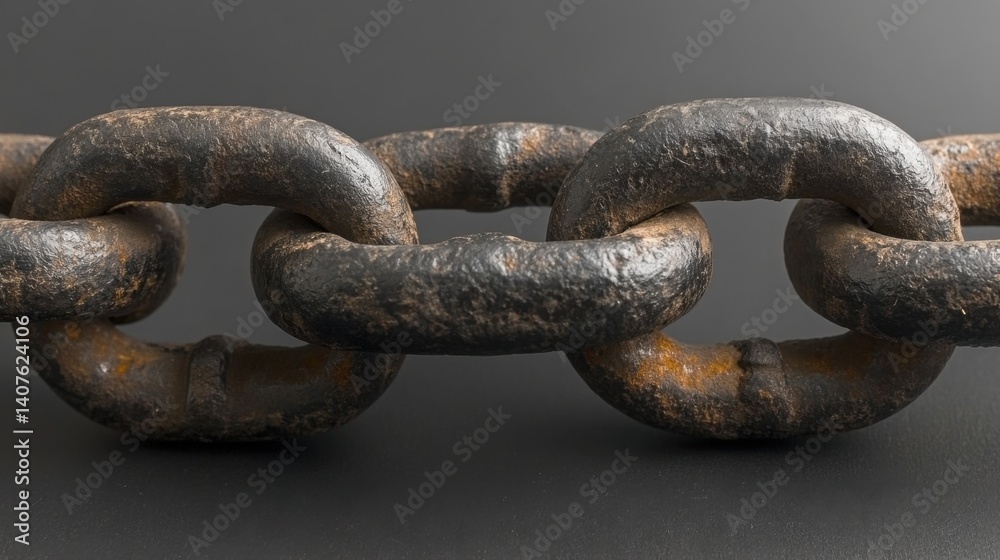 Chain links on a black background representing strength and connection in industrial design with rich textural elements Chain links on a black background representing strength and connection in industrial design with rich textural elements