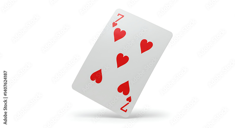 Simple red Seven of Hearts playing card with a classic design, on a white background for gambling graphics. Simple red Seven of Hearts playing card with a classic design, on a white background for gambling graphics.