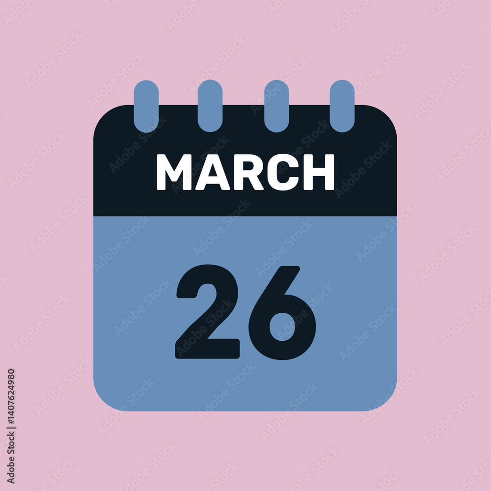 26 march calendar icon vector number date design background 26 march calendar icon vector number date design background