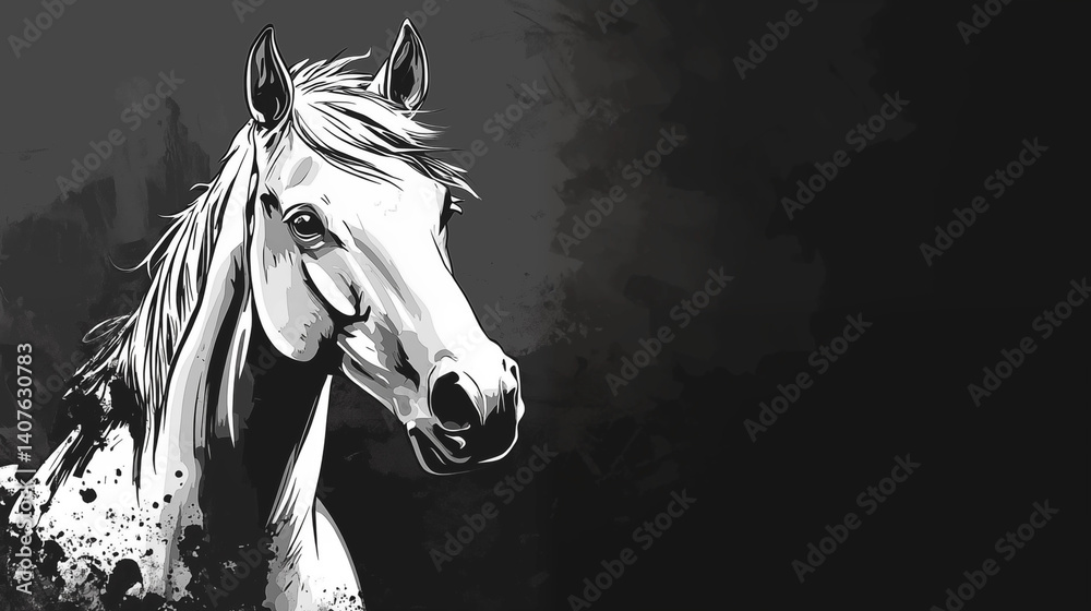 Horse illustration material