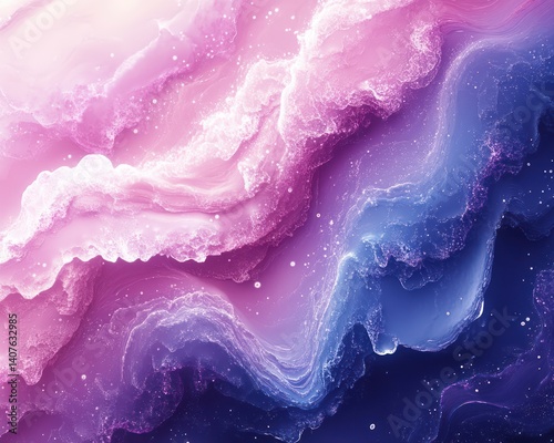 Ovarian Tumor Histology Analysis in Microscopy Watercolor Style Abstract Pattern