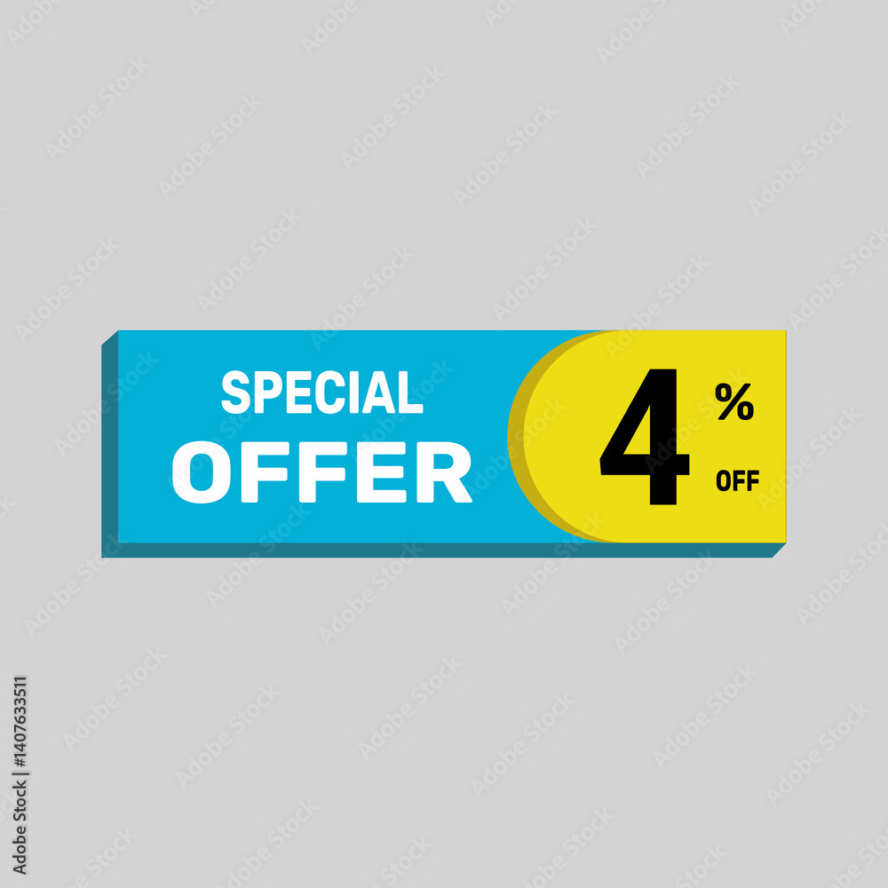 Fototapeta premium Special offer 4% sale banner. icon Vector illustration discount off on white background