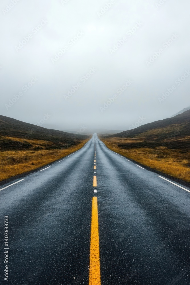 Fototapeta premium Endless Road Under Overcast Sky
