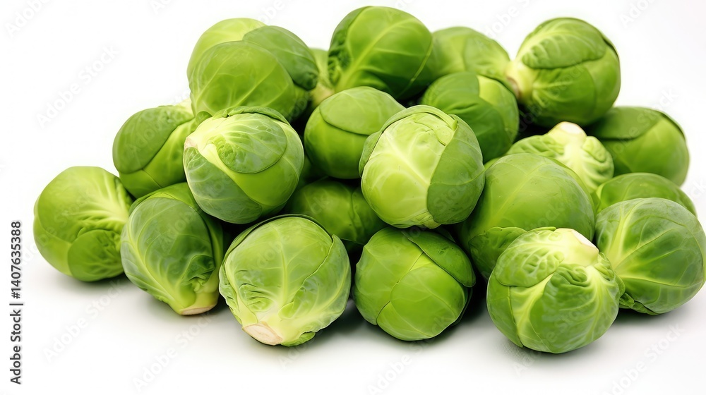 Obraz premium compact brussel sprouts on white background
