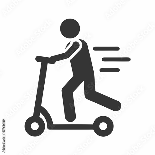 Kick Scooter Rider Minimal Vector Icon.