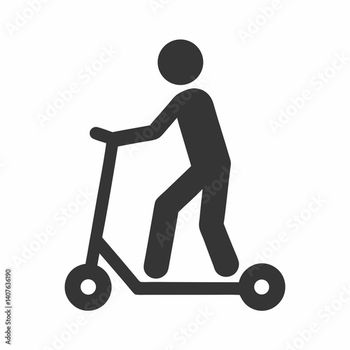 Kick Scooter Rider Minimal Vector Icon.