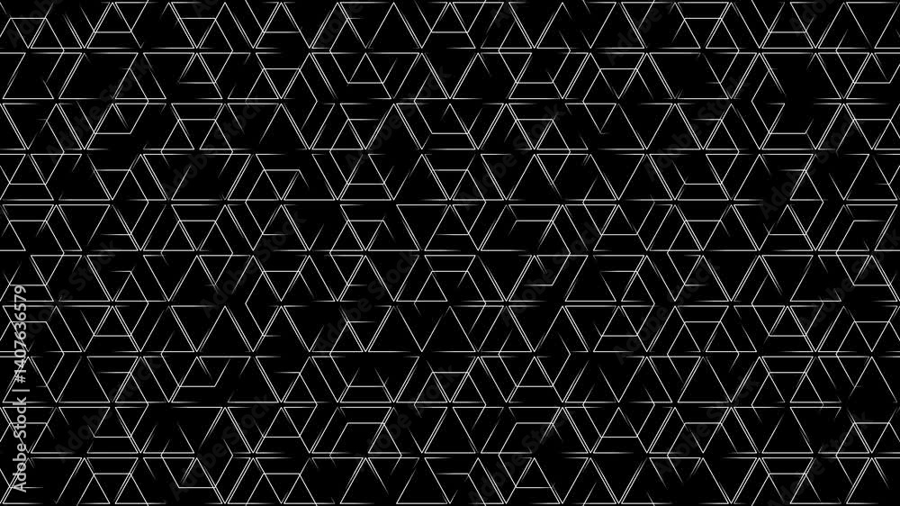 Animation pattern set, seamless loop moving lines, hexagon and triangle shapes, motion graphics collection for overlay and decorative purposes.